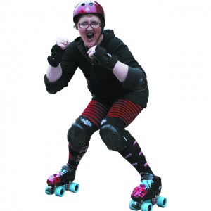 Concrete dentist Sharon Feller, a.k.a. “Fill-us Driller,” is ready to take on the competition as a Skagit Valley Roller Girl.