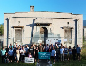 Almost three dozen citizens from Concrete and its vicinity gathered July 12, 2012, in front of the Superior Portland Cement Company administrative building on Main Street in Concrete, holding signs that demonstrated their feelings about the old landmark: “This Place Matters.”